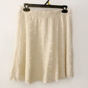 H&M cream floral lace mini skater skirt girly romantic coquette cute liz lisa